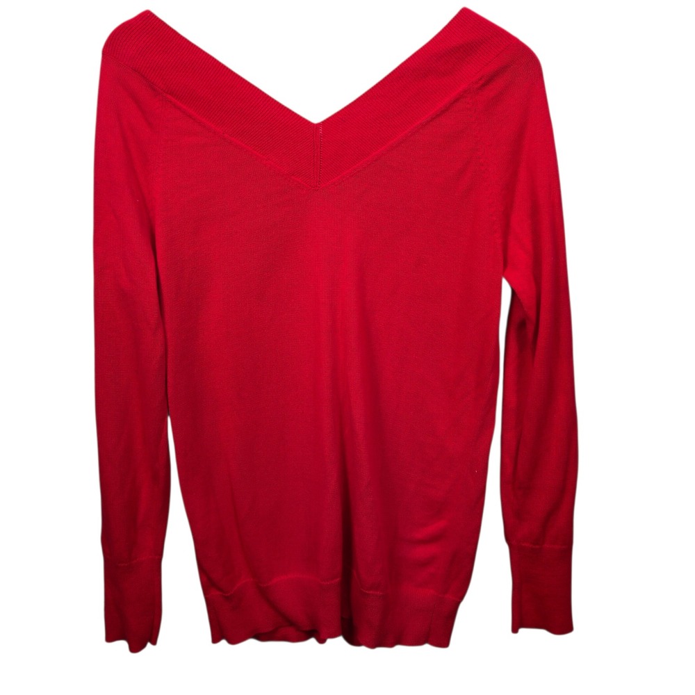 Cabi Red V Neck Long Sleeve Sweater Holiday Christmas Party Top‎ Size Medium